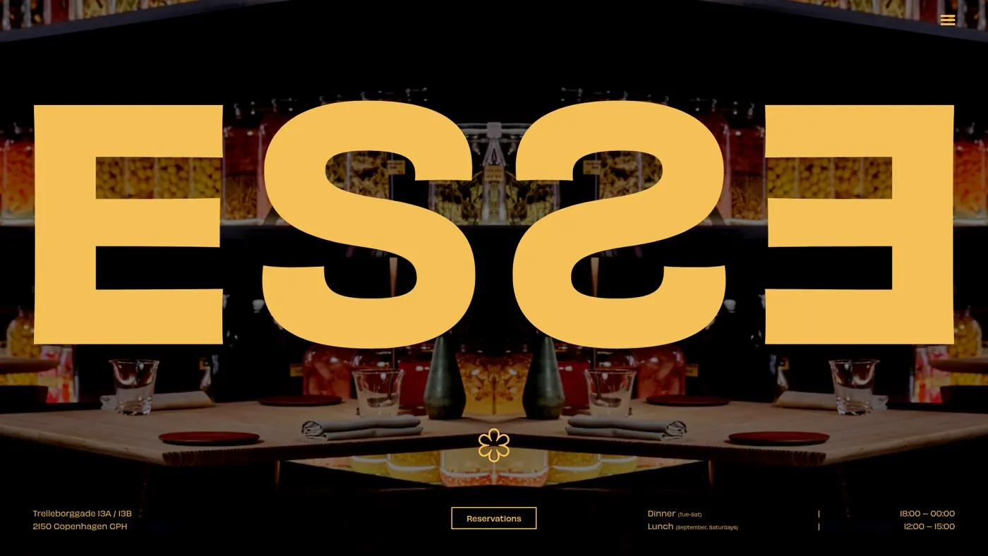 ESSE — Website & bordbestilling